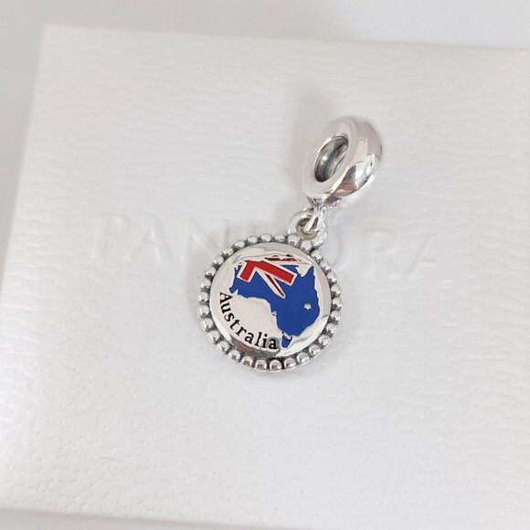 Pandora Australia Flag Map Exclusive Travel Dangle Charm S925 Silver with box - Picture 3 of 6